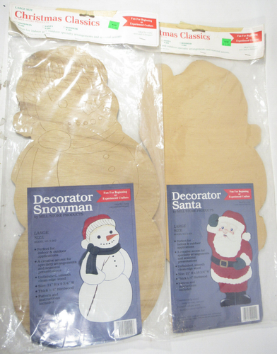 De colección 1987 Santa y muñeco de nieve decorador de madera recortes molino tienda clásicos de Navidad - Imagen 1 de 8