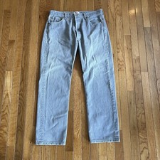 Levi's 501 Light Gray Jeans Straight Leg Button Fly Men's 36x34 Actual 34x30