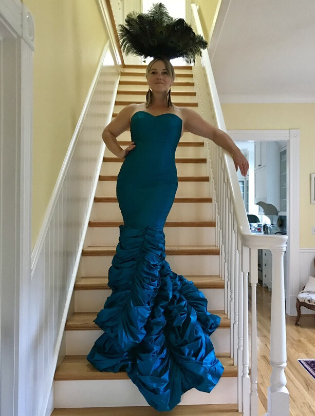Mermaid Masked Ball Gown Strapless Dress 8 Peacock Costume Showgirl Mermaid  | eBay