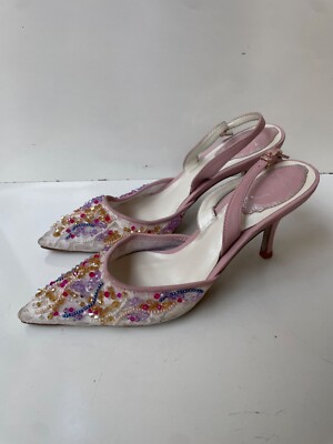 Rene Caovilla Beaded Slingback Crystal Embellished Women's Rene Caovilla Beaded Slingback Crystal Embellished Women's