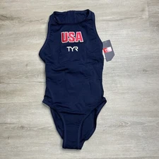 TYR Breakaway One Piece Swimsuit Navy USA Womens Size 32 NWT