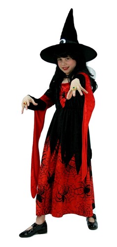 FASCHING Kinderkostüm Samantha Hexenkleid Größe 116 – Schwarz/rot Für Halloween