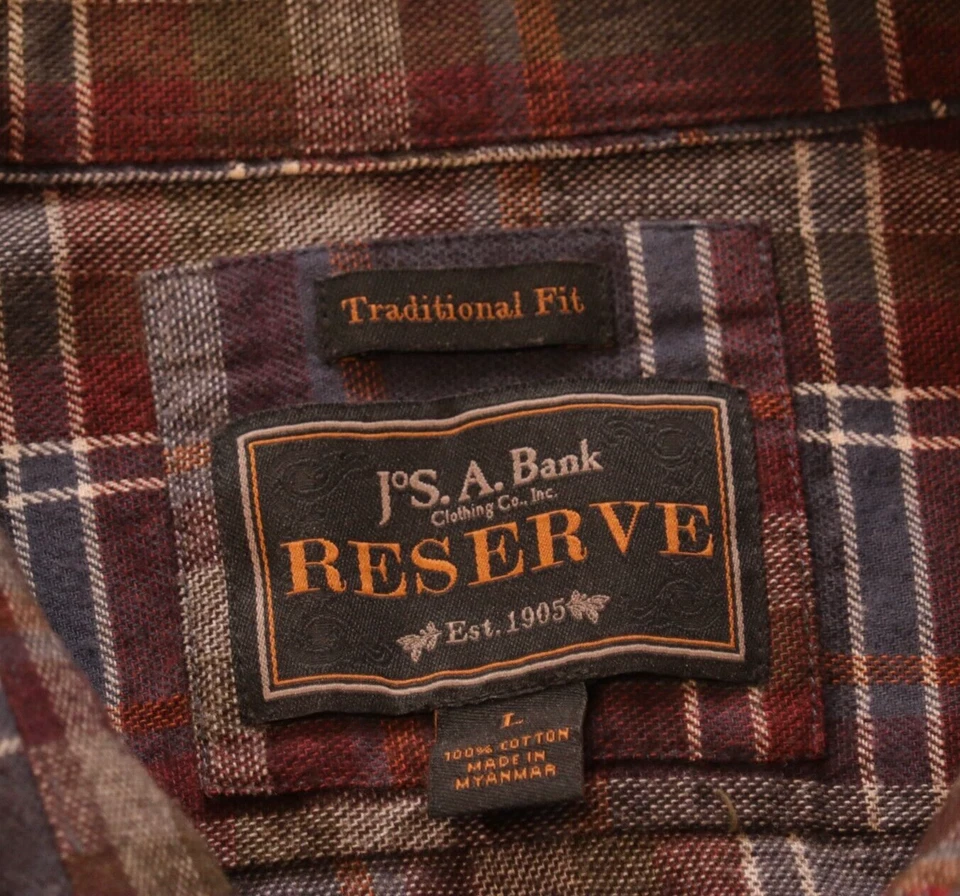 Jos. A. Camisa Oxford Bank Reserve Multicolor a Cuadros Para Hombre Ajuste Tradicional Talla L Foto 3 de 4