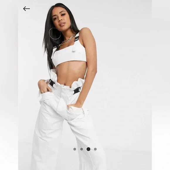 ASOS 90s Matching Denim Two Piece Coords Track Pants Bralette R B
