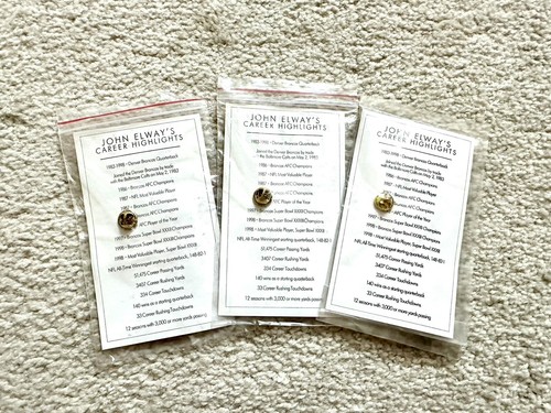John Elway Hall of Fame 2004 Denver Broncos Vintage Hat Pin Set Of 3 NFL NEW - Picture 2 of 2