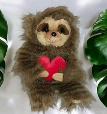 Aurora Brown Stripe Sloth Stuffed Animal Plush Long Hair Shaggy 2017 Heart 10 "