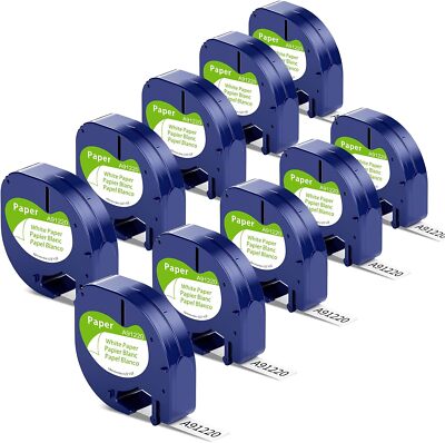 91220 Weiß Papier Schriftband für Dymo Letra Tag Band LT-100T 100H XR XM 12mmx4m