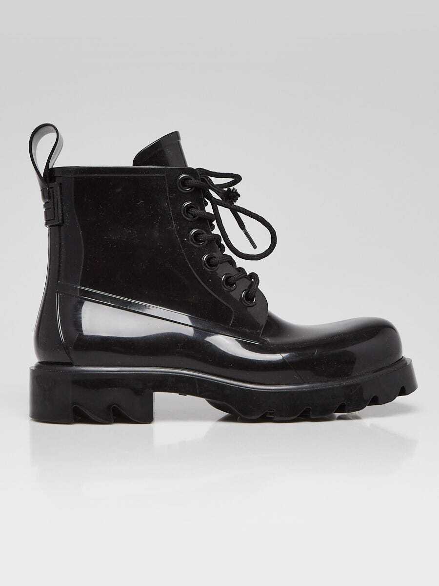 Bottega Black Rubber Stride Lace Up Boots Size 9.5/40 | eBay