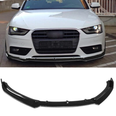 JES Spoiler Lèvre Lame Jupe Pare-Choc Avant Noir Brillant Pour Audi A4 B8.5 2011-15
