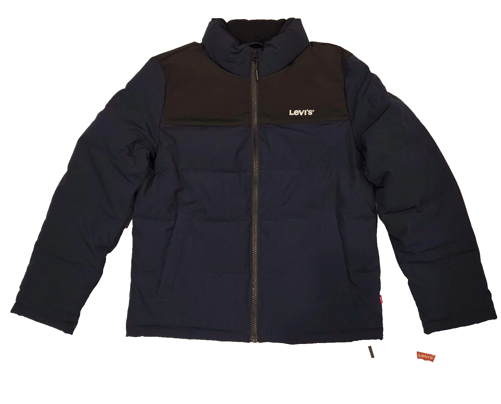 Levis Mens Arctic Cloth Performance Puffer Jacket Size: (M) Medium Navy/Black