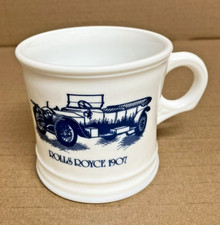 Vintage Surrey Milk Glass Shaving Mug Cup Rolls Royce 1907 Mens Grooming Auto
