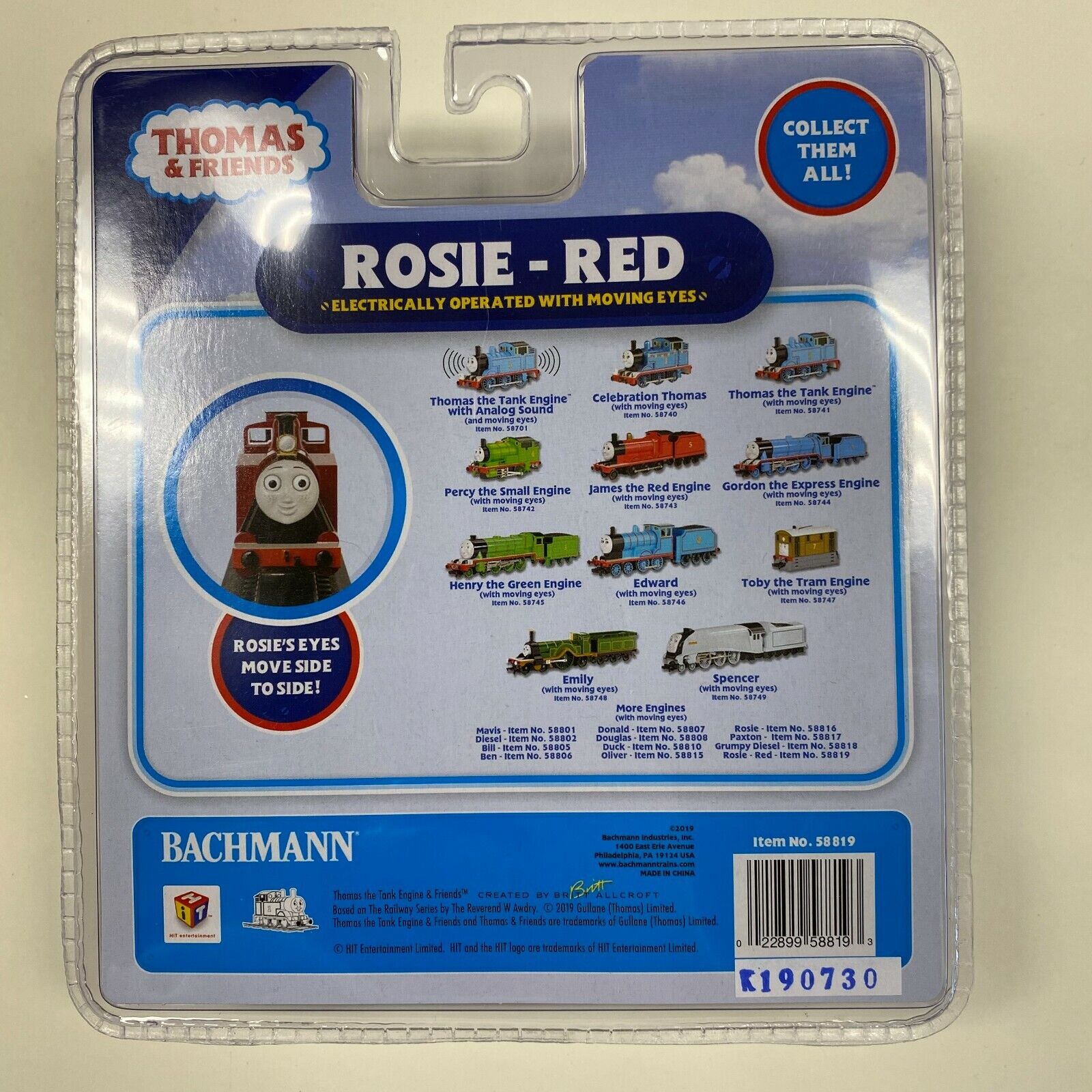 Bachmann 58816 Thomas & Friends Rosie, w Moving Eyes, Std DC