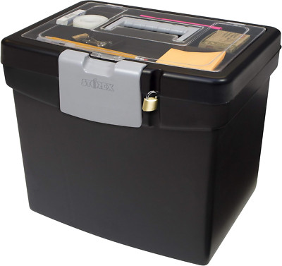 Portable File Storage Box with Translucent Organizer Storage Lid- Plastic Office