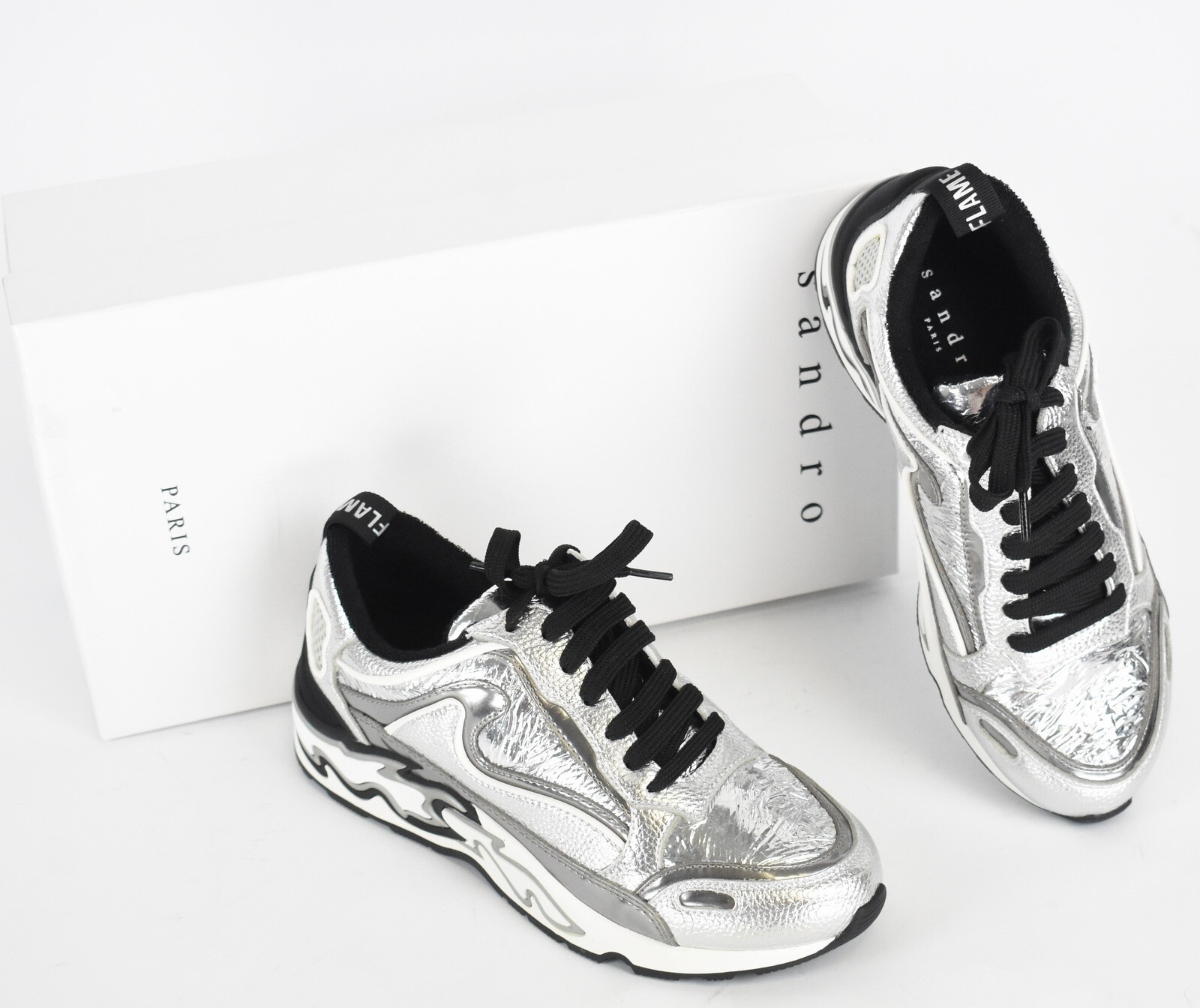 Zapatillas deportivas SANDRO Flame Argent para mujer EU 35 / UK 2,5 plateadas con cordones acolchadas