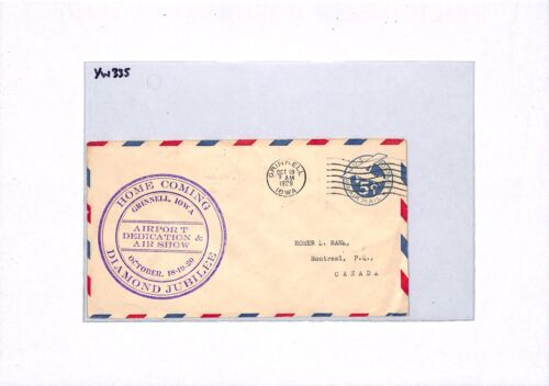 USA/CANADA Air Mail Cover 1929 Iowa Grinnell AIR SHOW Quebec Montreal YW335 - Picture 5 of 10
