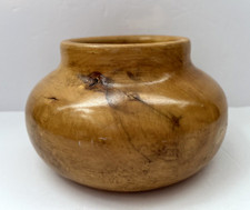 Vintage Hand Turned Wood Natural Wooden Vase Artist Signed