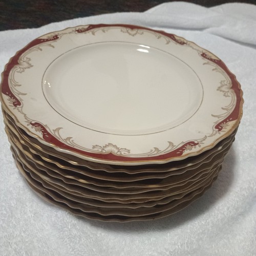 Syracuse China Plates Radcliffe Rimmed 10 Inch Gold Trim Federal Shape - Picture 6 of 7
