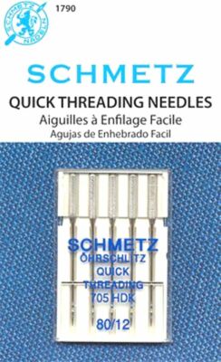 SCHMETZ QUICK THREADING SEWING MACHINE NEEDLES SIZE 12/80 Part#1790~5 Pack