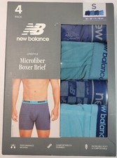New Balance Lifestyle Microfiber Boxer Brief 4 Pack Men's S 28-30" Blue/Print