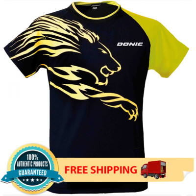 Donic Table Tennis and Ping Pong Lion T-Shirt, Absorbs Sweat, Choose Your Size