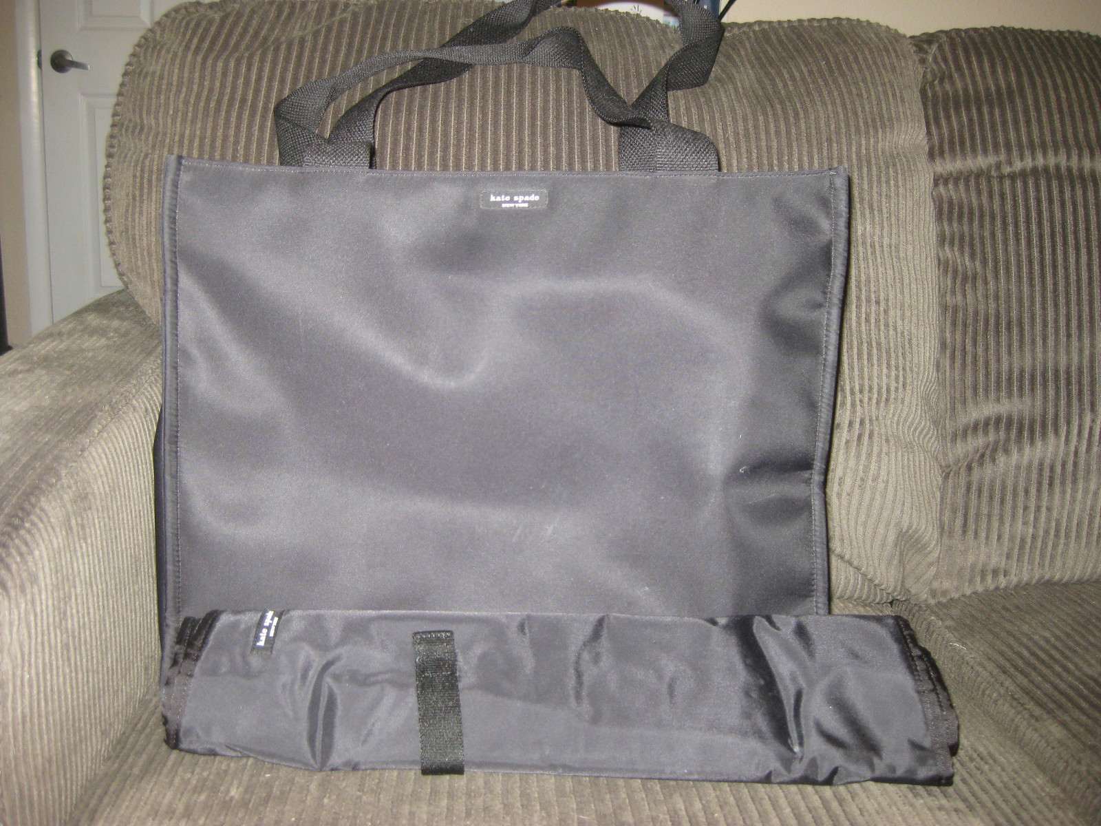 KATE SPADE CLASSIC BLACK NYLON DIAPER BABY BAG WITH C… Gem