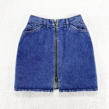 Vintage 90s 23 Inch Waist Lee Brand Double Zipper High Waisted Denim Skirt