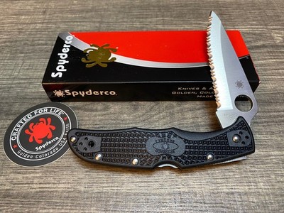 Spyderco Endura 4 Serrated Lightweight Folding Knife, Black FRN Handles C10SBK