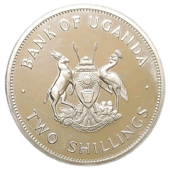 1966 Uganda 2 Shillings UNC Lovely Prooflike Coin Crowned Crane KM 6