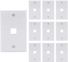 1 Port Keystone Wall Plate UL Listed (10 Pack), Single Gang Wall Plates for RJ45