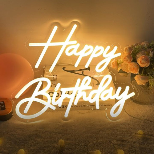 Divatla Happy Birthday Neon Sign 31X15Happy Birthday Led Sign For Backdrop