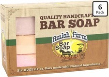 Amish Farms Bar Soap (6 Bars) 4-In-One: Face, Body, Shampoo, & Shave, USA Made