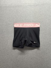 Nike Pro Dri Fit Women Biker Short XS Black Elastic Waist Pull On Logo Active
