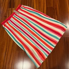 New NWT J.Crew Multicolor Skirt Pleated Striped Pattern Midi Back Zipper Size 8