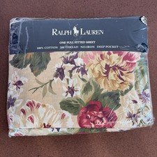 Ralph Lauren Vintage Full Fitted Sheet Floral Constance Cream 100 Cotton NEW