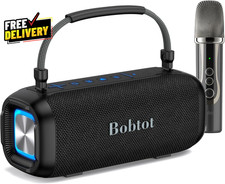 Portable Bluetooth Karaoke Machine w Microphone IPX6 Indoor/Outdoor AUX USB TF