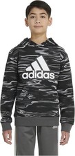 Adidas Hoodie Pullover Boys Size Small/8 Black Grey Camo NWT AA7765 Fleece Logo