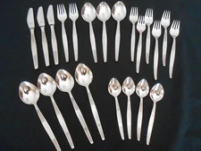 22 Pc HENCKELS Vertical Lines Mixed Lot KNIVES, FORKS, SPOONS