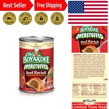 Family-Friendly Overstuffed Beef Ravioli 15 oz, 12 Can Pack - Convenient Snack