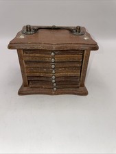 Vintage 70 s Wooden Coaster Set with Metal Ha...