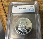 1958 Franklin Half Dollar PR67 ~ ICG Graded