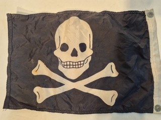 12X18 VINT DETTRA TESCHIO PIRATA OSSA INCROCIATE DOPPIA FACCIA HALLOWEEN BARCA AUTO BANDIERA