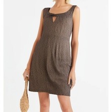 David Meister Dress Womens Size 6 Brown Gold Party Evening Cocktail Boho Keyhole