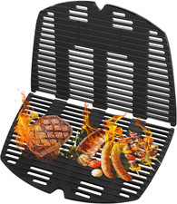 Cast Iron Grill Grate for Weber Q300/Q320/Q100, 2-Piece Set, 63.5x45.2cm