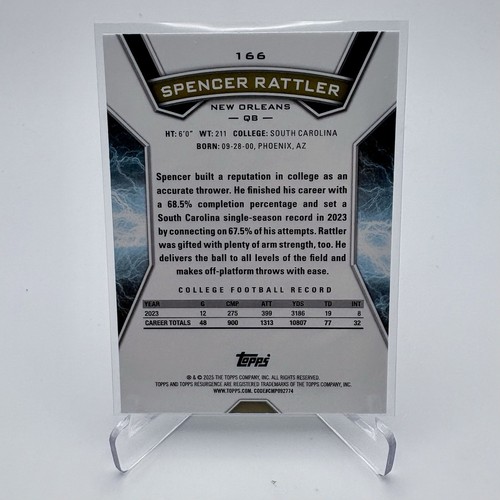 2024 Topps Resurgence - Spencer Rattler - Prism Refractor RC New Orleans Saints - Picture 2 of 2