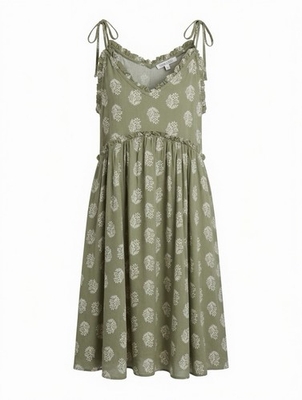 #ad #ad Patrons of Peace Malibu Midi Sun Dress Sz L Floral Sage Green Boho Cottagecore $29.95