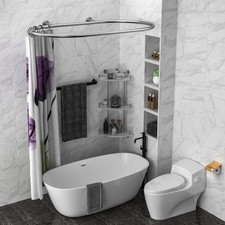 Aluminum Alloy Oval Shower Curtain Rod Hoop Square Shape Bathroom Rod for Clawfo