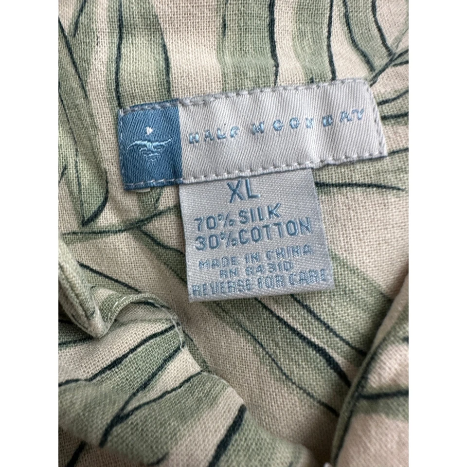 Half Moon Bay Mens Hawaiian Shirt Size XL Palm Leaf Silk Blend Resort Cruise - Image 3 of 4