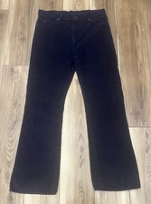 Vintage 80s Levis 517 Made In USA Navy Blue Corduroy Pant Men 38x32 36x31 