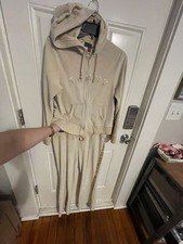 VNT Y2K Tommy Hilfiger Carmel Velour Tracksuit W Satin Down Sides Size L