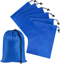 Drawstring Bag with Toggle - Nylon Cinch and Ditty Pouch Six-Pack Blue, 8 x 11